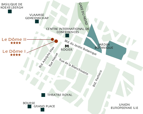Le Dome Hotel, Brussels Belgium - map