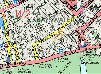 Paddington Hotel, London United Kingdom - map