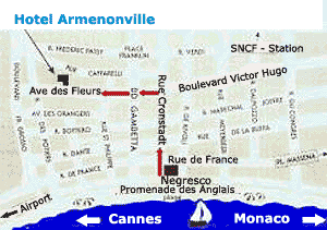 Hotel Armenonville, Nice France - map