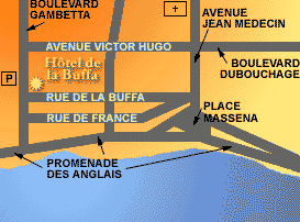 Hotel De La Buffa, Nice France - map