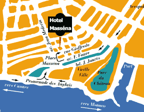Hotel Massena, Nice France - map