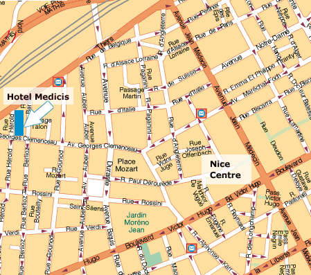 Hotel Medicis, Nice France - map
