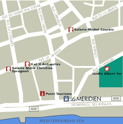Hotel Le Meridien, Nice France - map