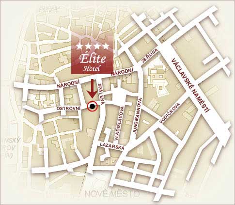 Elite Hotel, Prague Czech Republic - map