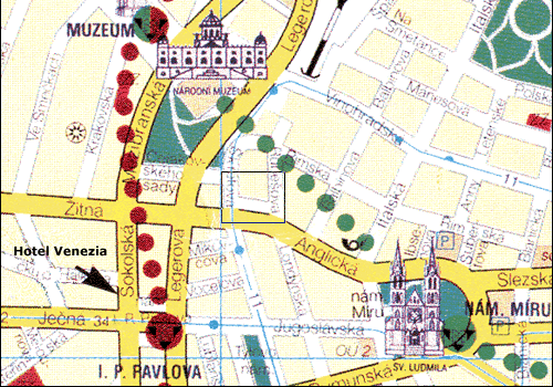 Venezia Hotel, Praha 2 Czech Republic - map