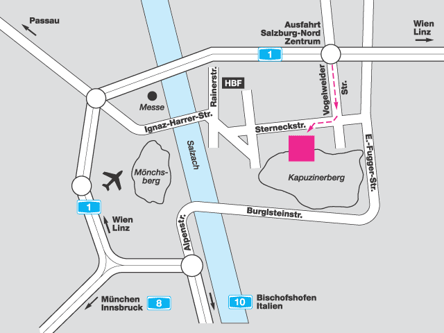 Dorint Hotel, Salzburg Austria - map