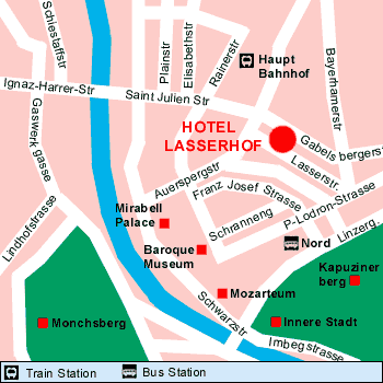 Lasserhof Hotel, Salzburg Austria - map