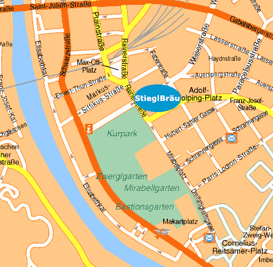 Hotel Stieglbrau, Salzburg Austria - map